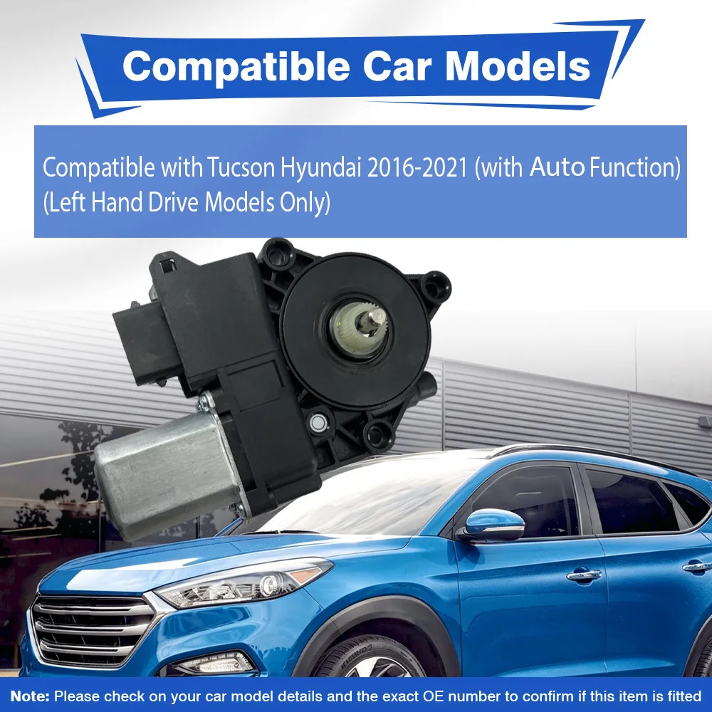 6 Pins Front Left Power Window Regulator Lift Motor For Tucson Hyundai with Auto Function)2016-2021 82450D3010, 82450-D3010
6 Pins Front Left Power Window Regulator Lift Motor For Tucson Hyundai with Auto Function)2016-2021 82450D3010, 82450-D3010