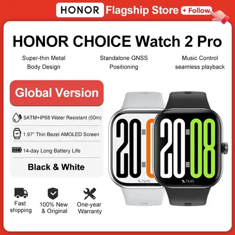 HONOR CHOICE Watch 2 Pro Smart Watch 1.97'' AMOLED Screen Bluetooth Call GNSS 5ATM Waterproof Health Monitor 14Days Battery Life