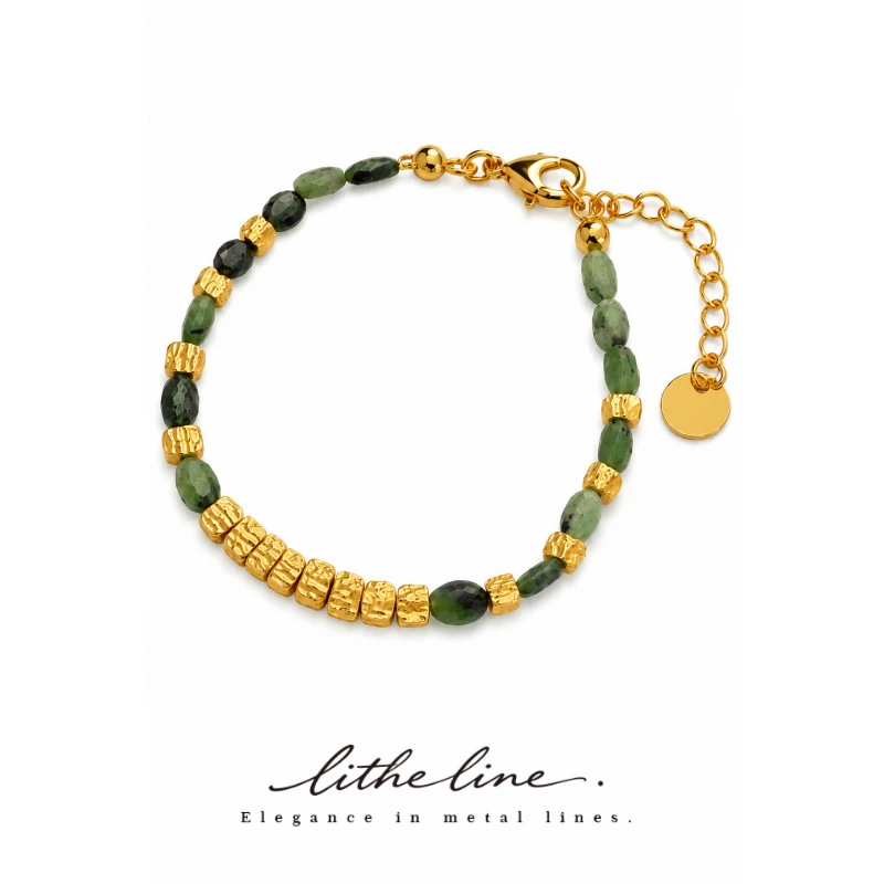 Litheline 24K gold Plated Brass Green Stone & Bead Bracelet, Hypoallergenic Adjustable Gift-Ready Nature Jewelry
Litheline 24K gold Plated Brass Green Stone & Bead Bracelet, Hypoallergenic Adjustable Gift-Ready Nature Jewelry