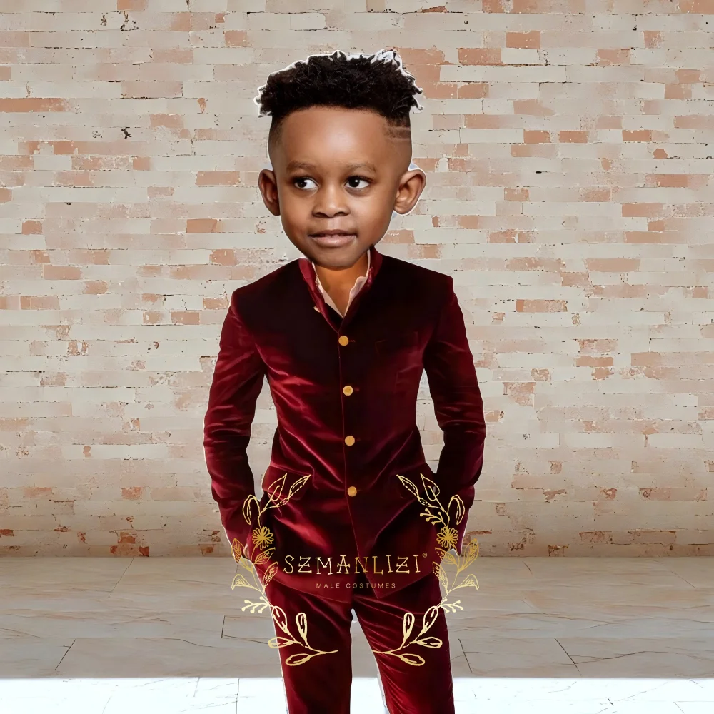 Burgundy Velvet Suit for Boys Wedding Tuxedos 2-16 Years Old Stand Collar Jacket Pants 2-piece Set Gold Buttons Blazer Set
Burgundy Velvet Suit for Boys Wedding Tuxedos 2-16 Years Old Stand Collar Jacket Pants 2-piece Set Gold Buttons Blazer Set