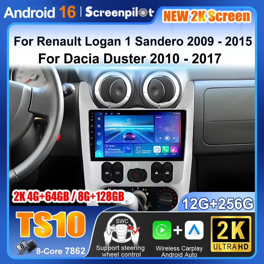 Android 16 Car Radio For Renault Logan 1 Sandero 2009 - 2015 For Dacia Duster 2010 - 2017 Multimedia Video Player Navigation GPS
Android 16 Car Radio For Renault Logan 1 Sandero 2009 - 2015 For Dacia Duster 2010 - 2017 Multimedia Video Player Navigation GPS