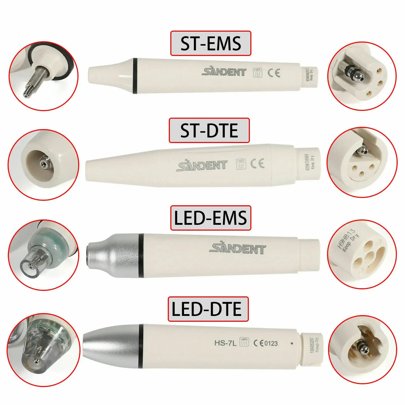 4 Types Ultrasonic Piezo Dental Scaler Handpiece (LED) Fit EMS Woodpecker /DTE/SATELEC
4 Types Ultrasonic Piezo Dental Scaler Handpiece (LED) Fit EMS Woodpecker /DTE/SATELEC