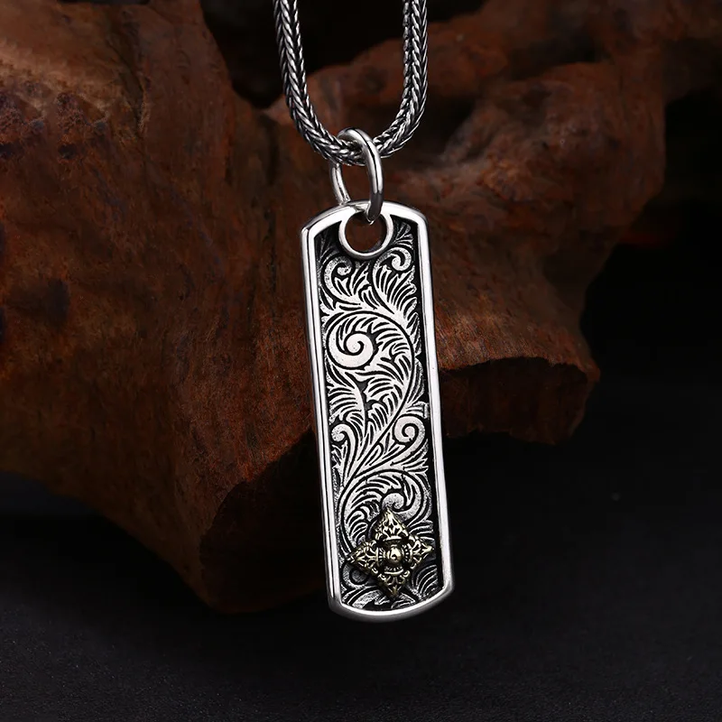 S925 Sterling Silver Vine Vajra Pendant Black Punk Style Women Fine Jewelry FYNE302
S925 Sterling Silver Vine Vajra Pendant Black Punk Style Women Fine Jewelry FYNE302
