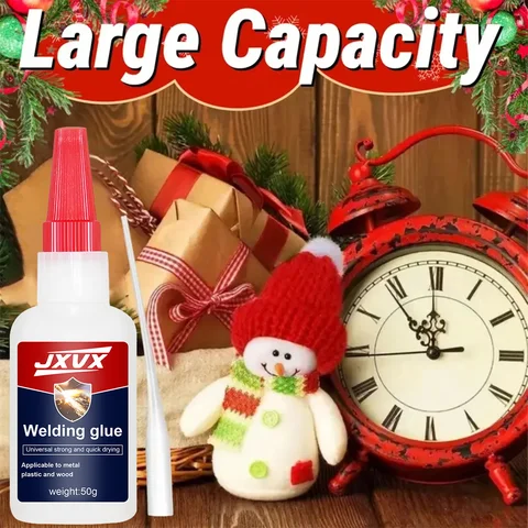 50g Super Oily Glue Instant Quick-drying Epoxy resin Adhesive Leather Rubber Glass Wood Metal Strong Bond Liquid Waterproof Glue Tool 50g large set, With precision dispenser.