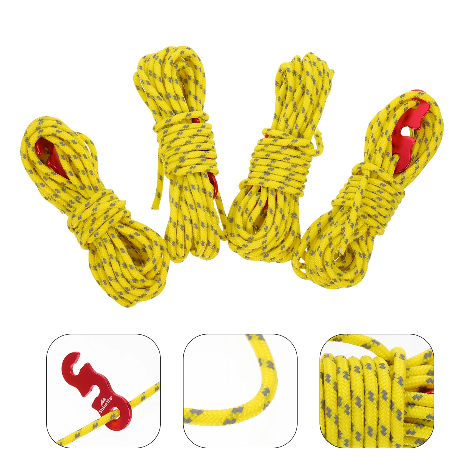 4 pcs Tent Reflective Ropes Wind Buckles Camping Cord Guy Line Rope Aluminum Hooks Nylon Outdoor Camping Accessories
4 pcs Tent Reflective Ropes Wind Buckles Camping Cord Guy Line Rope Aluminum Hooks Nylon Outdoor Camping Accessories
