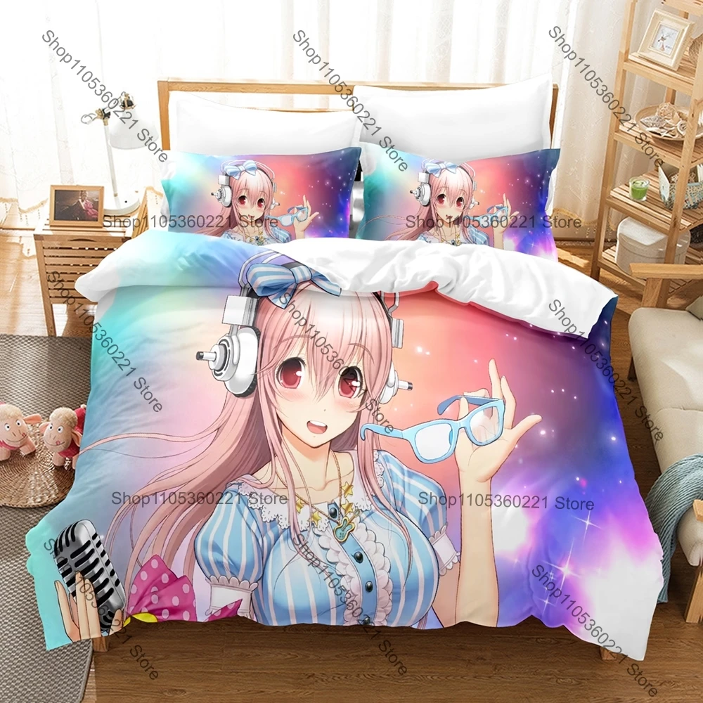 Popular Anime Idol Bedding Set, Duvet Cover & 2 Pillowcases, Vivid Super Sonico Portrait Print Comfortable Household Supplies
Popular Anime Idol Bedding Set, Duvet Cover & 2 Pillowcases, Vivid Super Sonico Portrait Print Comfortable Household Supplies