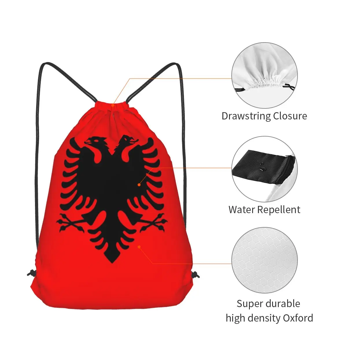 Flag Of Albania Backpacks Portable Drawstring Bags Sports Bag Book Bags for Travel Students
Flag Of Albania Backpacks Portable Drawstring Bags Sports Bag Book Bags for Travel Students