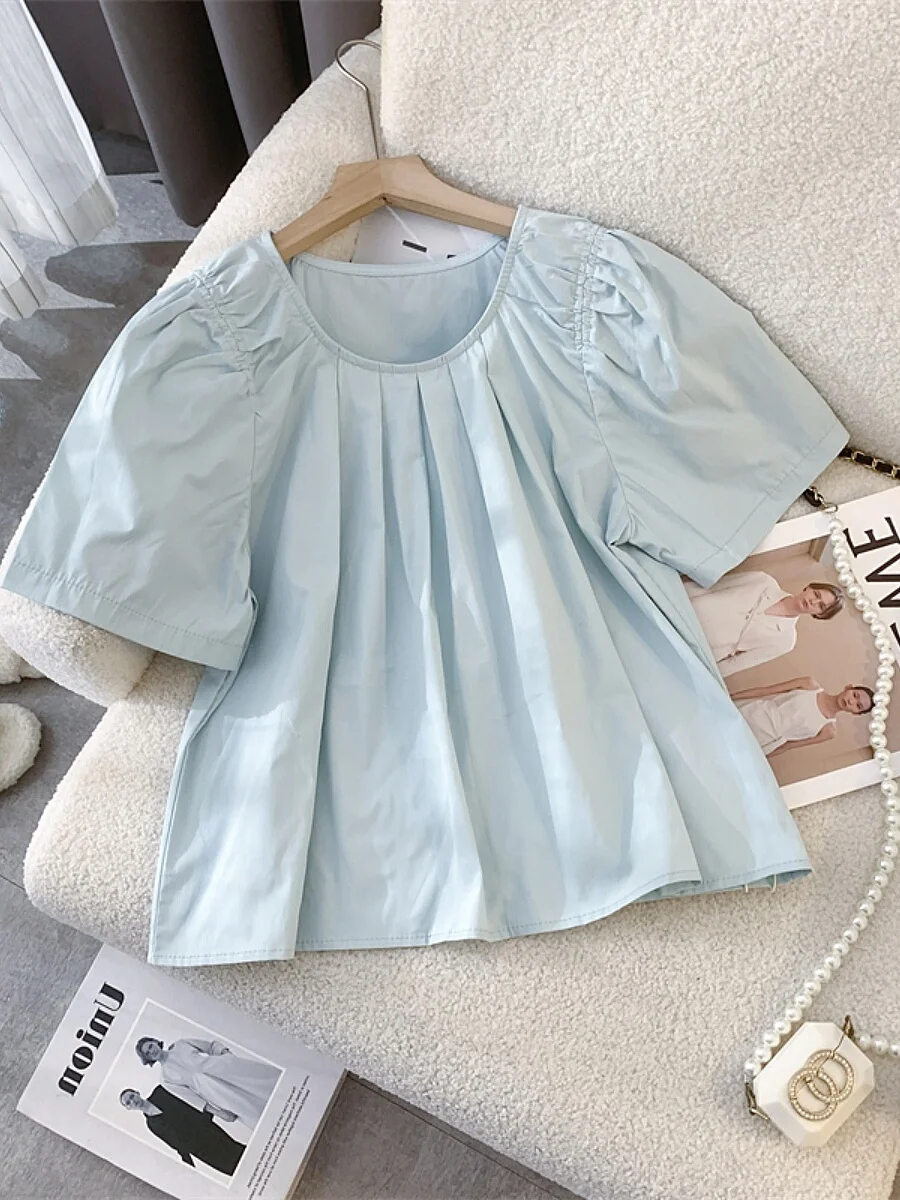 Sweet Youth-Defying Loose Women's Short Sleeve Shirt Summer Fashionable Versatile Blue Top for Young Women 18-24 Years Old
Sweet Youth-Defying Loose Women's Short Sleeve Shirt Summer Fashionable Versatile Blue Top for Young Women 18-24 Years Old