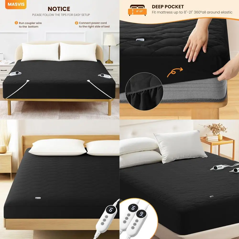 Наматрасник King Size с подогревом, двойным управлением, 6 уровней нагрева и 10-часовым таймером, стеганым электрическим чехлом, глубоким карманом, быстрая война
Наматрасник King Size с подогревом, двойным управлением, 6 уровней нагрева и 10-часовым таймером, стеганым электрическим чехлом, глубоким карманом, быстрая война