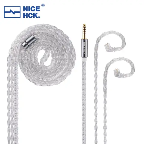 NICEHCK IcyMoon-Monitor intrauditivo, Cable IEM de repuesto, 16 núcleos OCC + Cable de Audio HiFi OFC chapado en plata MMCX/2 pines/QDC para DB2 quilates