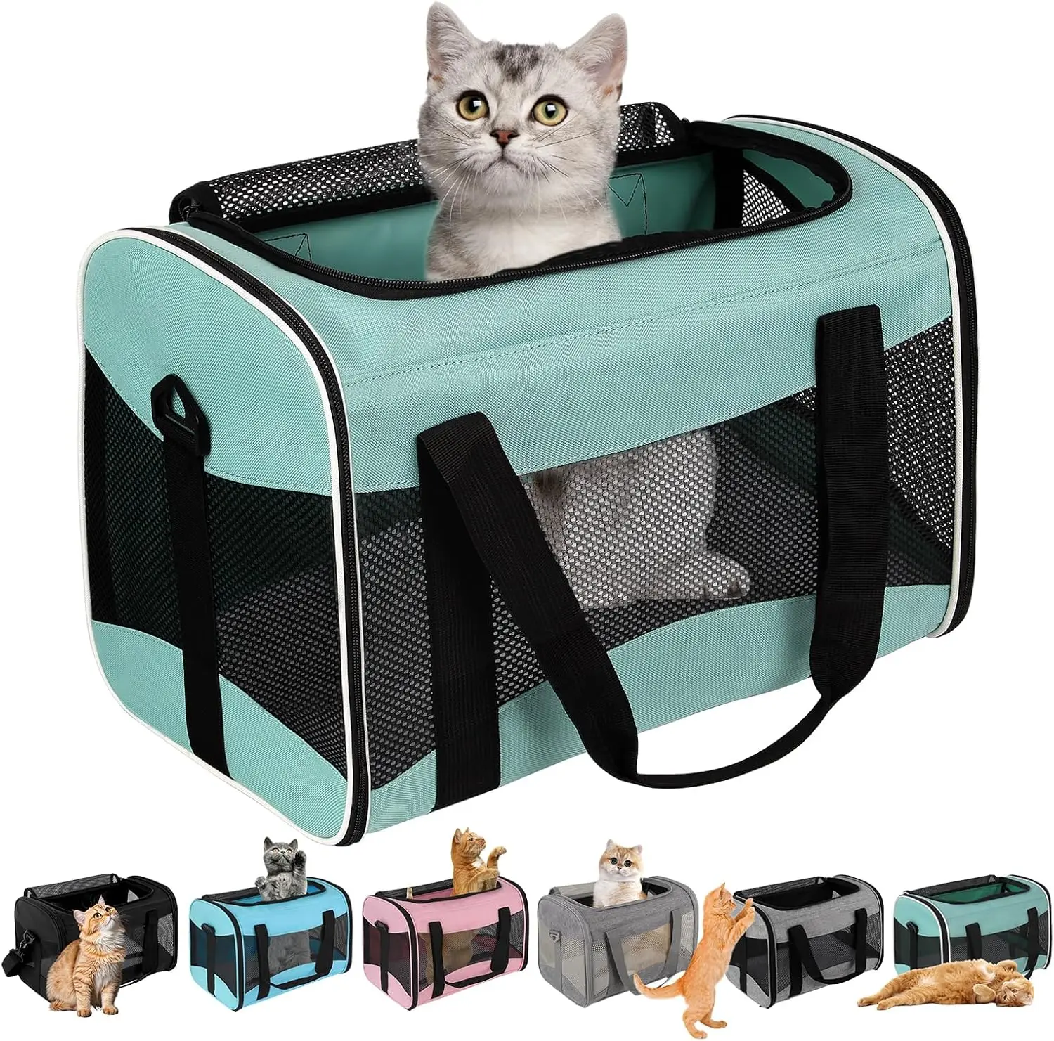 Cat Carrying Case Pet Dog Carrier Soft-Sided Cat Bag Airline Approved, Pet Travel Carrier Up to 15 Lbs, Collapsible Cats Carrier Dog Carrier for Medium Small Cats Dogs(17x11x11 Green)
Cat Carrying Case Pet Dog Carrier Soft-Sided Cat Bag Airline Approved, Pet Travel Carrier Up to 15 Lbs, Collapsible Cats Carrier Dog Carrier for Medium Small Cats Dogs(17x11x11 Green)