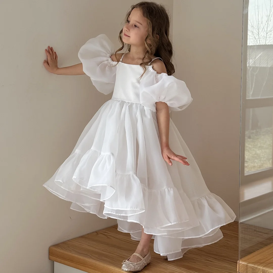 Customized Flower Girl Dress White Chiffon High-Low Skirt Short Sleeve For Wedding Banquet Birthday Party Holy Communion Gown
Customized Flower Girl Dress White Chiffon High-Low Skirt Short Sleeve For Wedding Banquet Birthday Party Holy Communion Gown