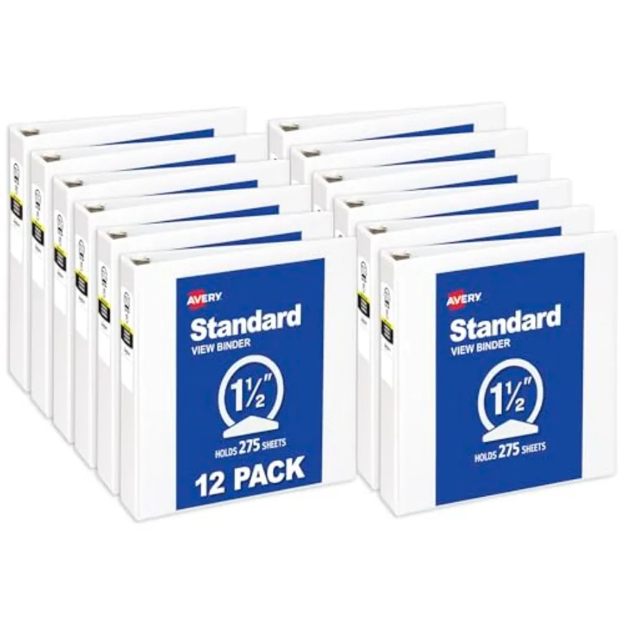 Standard View 3 Ring Binders, Round Rings, 275-Sheet Capacity, 2.1 Inch Wide Spine, White Binders, Ideal for Lightweight Organi
Standard View 3 Ring Binders, Round Rings, 275-Sheet Capacity, 2.1 Inch Wide Spine, White Binders, Ideal for Lightweight Organi
