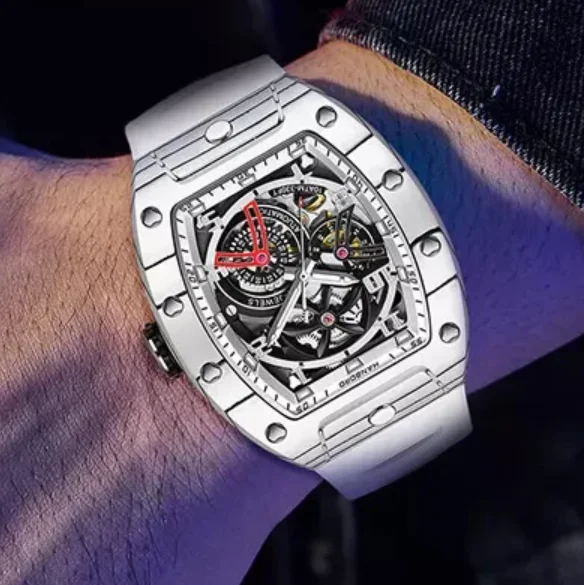 HANBORO Men Automatic Watch 42mm Tonneau Mechanical Wristwatch Carbon Fiber Waterproof Sapphire Mirror Luminous Skeleton Dial
HANBORO Men Automatic Watch 42mm Tonneau Mechanical Wristwatch Carbon Fiber Waterproof Sapphire Mirror Luminous Skeleton Dial
