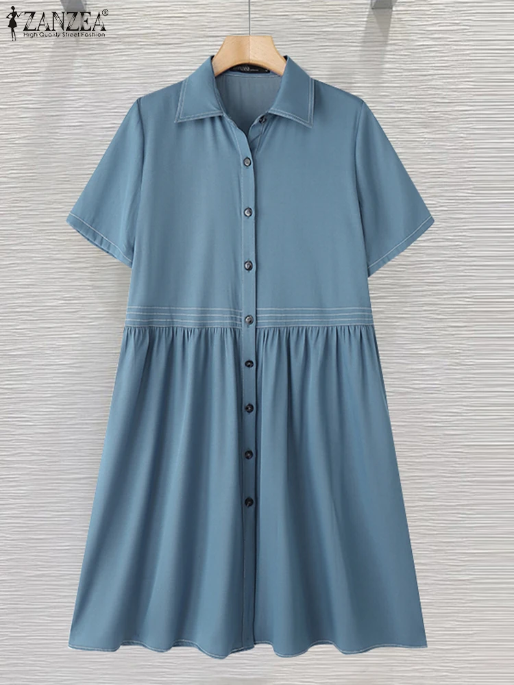 ZANZEA Summer Denim Dress Women Casual Knee-Length Vestidos Lapel Neck Shirt Sundress 2025 Loose A-Line Solid Short Sleeve Robe
ZANZEA Summer Denim Dress Women Casual Knee-Length Vestidos Lapel Neck Shirt Sundress 2025 Loose A-Line Solid Short Sleeve Robe