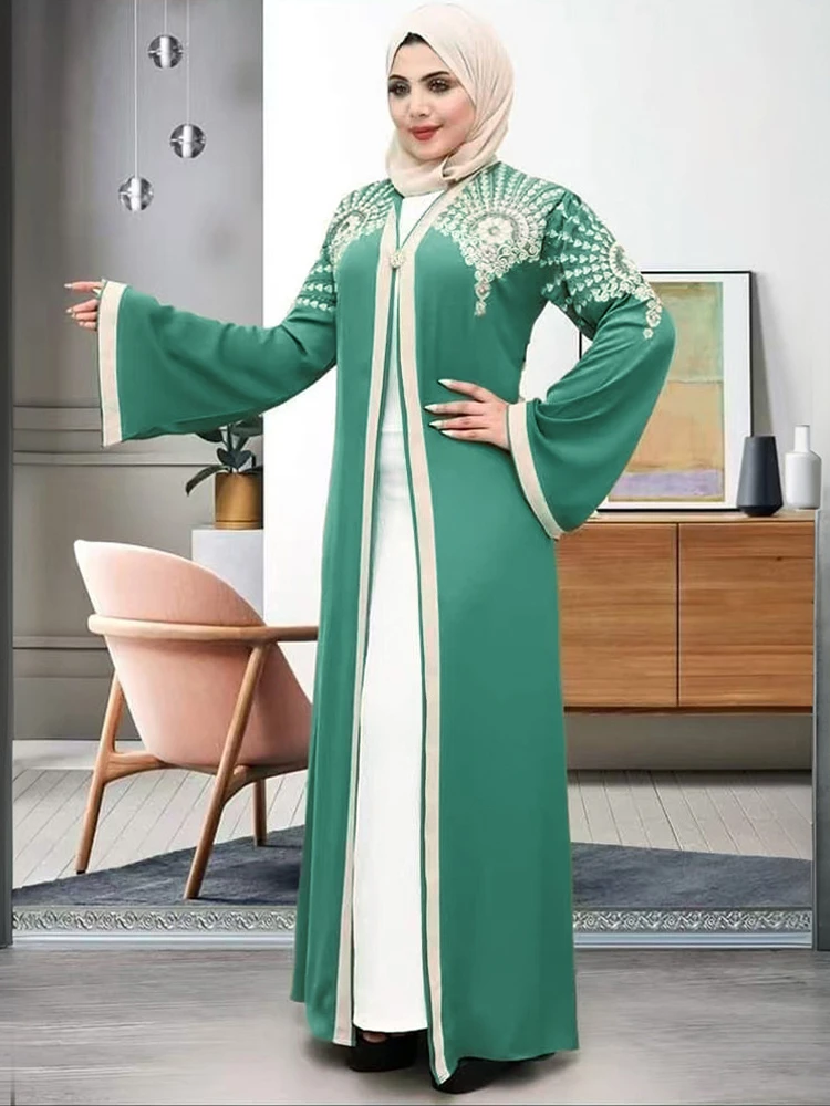 Dubai Hijab Abayas For Women Long Sleeve Dress Party Prom Gown 2 PCS Set Clothing Moroccan Caftan Ensemble Femmes Musulmanes
Dubai Hijab Abayas For Women Long Sleeve Dress Party Prom Gown 2 PCS Set Clothing Moroccan Caftan Ensemble Femmes Musulmanes