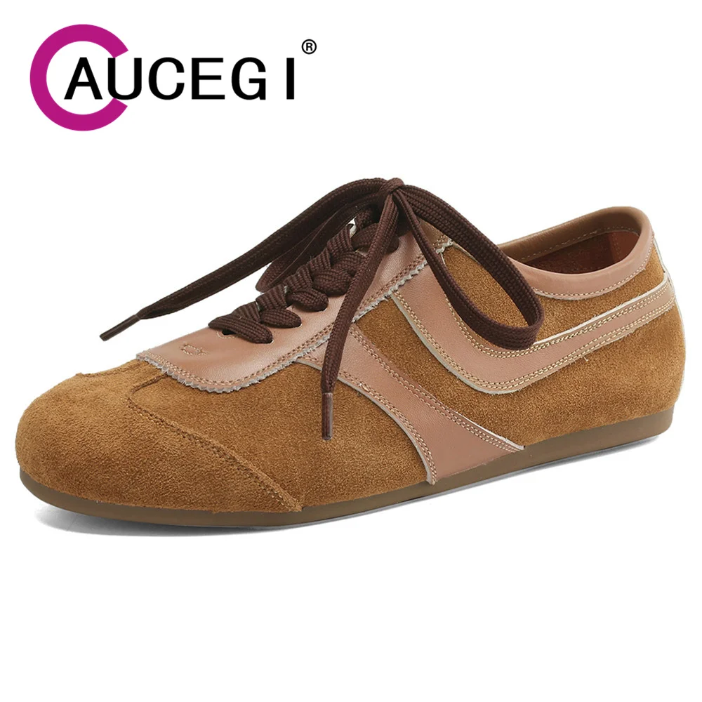 Aucegi разноцветные замшевые кроссовки из коровьей кожи с круглым носком на плоской подошве, лаконичная женская модная весенне-осенняя коричневая универсальная повседневная обувь на шнуровке
Aucegi разноцветные замшевые кроссовки из коровьей кожи с круглым носком на плоской подошве, лаконичная женская модная весенне-осенняя коричневая универсальная повседневная обувь на шнуровке