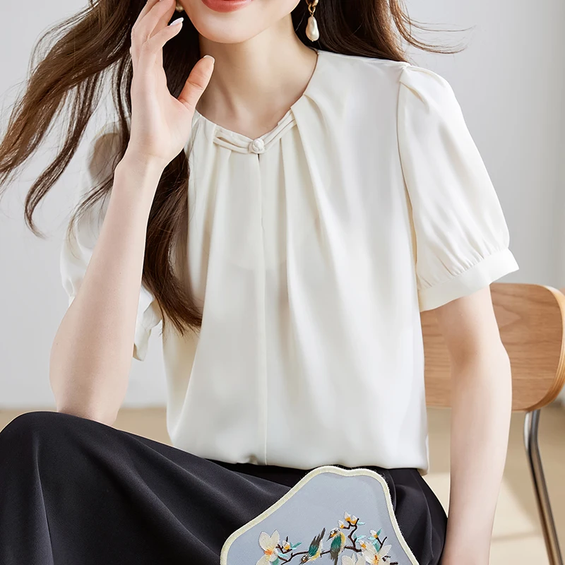 White Shirts Summer Short Sleeve Women Tops Fashion One Buttons Blouse Chiffon Shirt
White Shirts Summer Short Sleeve Women Tops Fashion One Buttons Blouse Chiffon Shirt