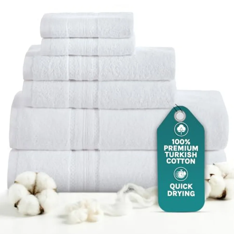 Luxury 6 Piece Towel Set for Bathroom Turkish Cotton White Super Soft, Premium, Quick Dry Highly Absorbent 600 GSM
Luxury 6 Piece Towel Set for Bathroom Turkish Cotton White Super Soft, Premium, Quick Dry Highly Absorbent 600 GSM