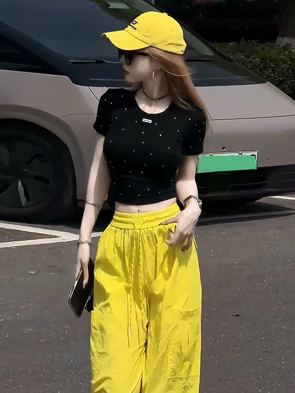American Sle Hot Girl Street Sle Set Women's Summer New Design ort T-irt Top Sport Pants Two Piece Set High Waist Lon...
American Sle Hot Girl Street Sle Set Women's Summer New Design ort T-irt Top Sport Pants Two Piece Set High Waist Lon...