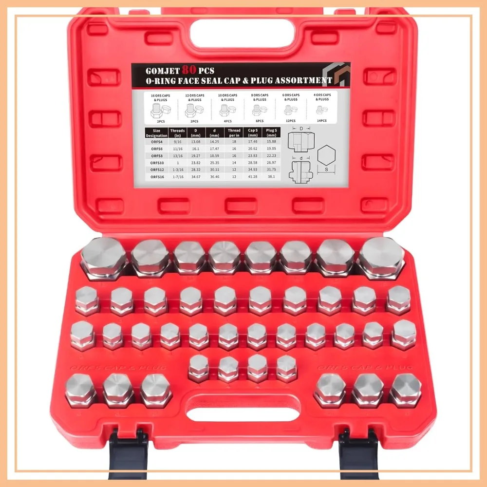 80 PC ORFS Master Hydraulic Cap and Plug Kit, Precision Threading for Sizes 4-16
80 PC ORFS Master Hydraulic Cap and Plug Kit, Precision Threading for Sizes 4-16