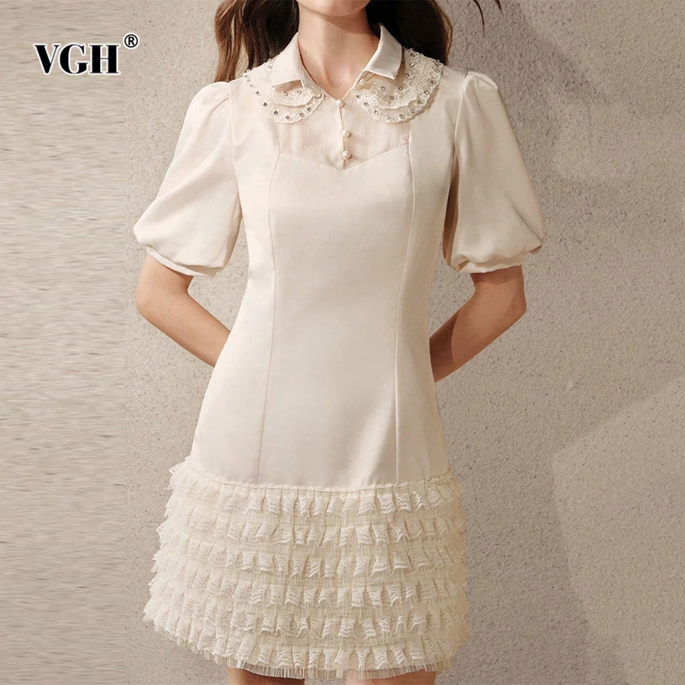 VGH Elegant Solid Slimming Folds Dresses For Women Round Neck Short Sleeve High Waist Cute Princess Dress Female Fashion Style
VGH Elegant Solid Slimming Folds Dresses For Women Round Neck Short Sleeve High Waist Cute Princess Dress Female Fashion Style