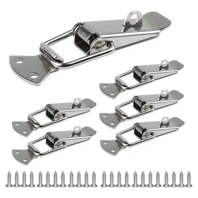 ABCL 10Pcs Spring Loaded Toggle Catch, Stainless Steel Spring Toggle Lock With Padlock Hole For Cabinet, Wooden Case Large
ABCL 10Pcs Spring Loaded Toggle Catch, Stainless Steel Spring Toggle Lock With Padlock Hole For Cabinet, Wooden Case Large