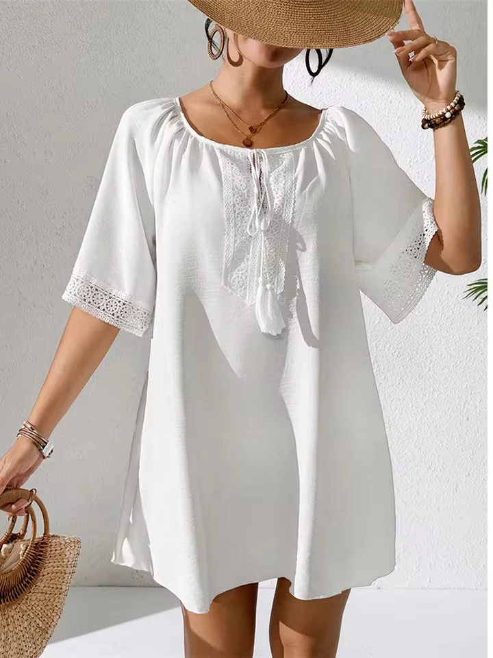 Short Sleeve Round Neck Solid Crochet Knitted Tunic Beach Cover Up Cover-ups Beach Dress Beach Wear Beachwear Female Women M27
Short Sleeve Round Neck Solid Crochet Knitted Tunic Beach Cover Up Cover-ups Beach Dress Beach Wear Beachwear Female Women M27
