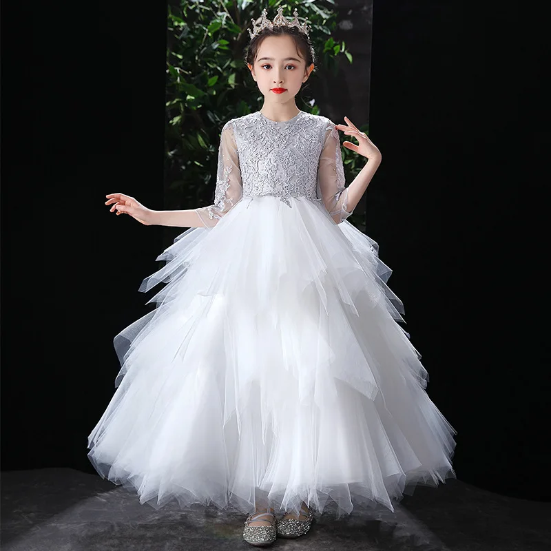 Girls' Dress Princess Dress Sweet Romantic Puffy Tulle Children's Fashionable Flower Girl Wedding Show Little Host Dress
Girls' Dress Princess Dress Sweet Romantic Puffy Tulle Children's Fashionable Flower Girl Wedding Show Little Host Dress