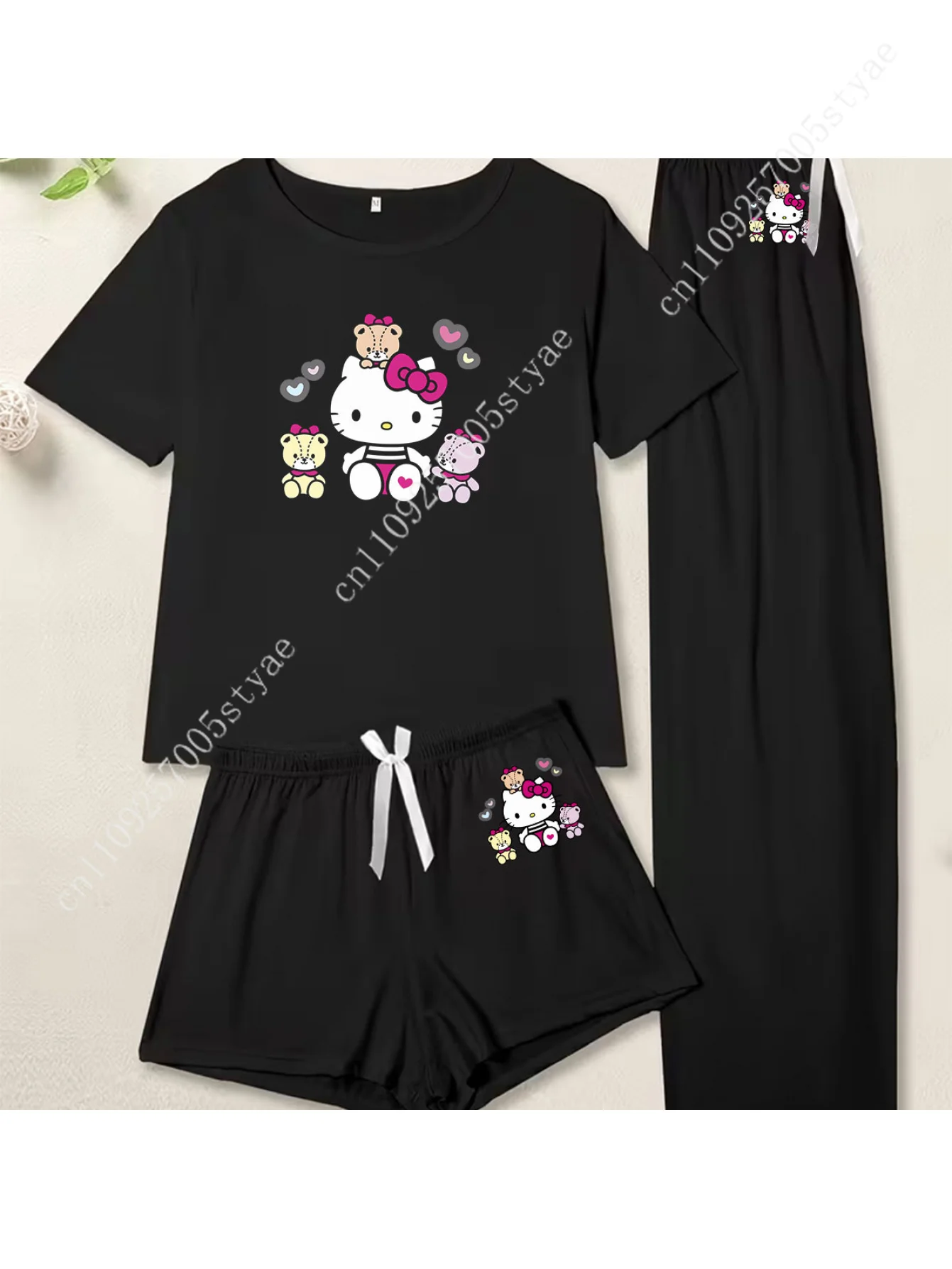 Sanrio Sanrio Family Women's Pajamas Printed Hello Kitty Three-Piece Set Long Pants Short Sleeve Top Shorts Matching
Sanrio Sanrio Family Women's Pajamas Printed Hello Kitty Three-Piece Set Long Pants Short Sleeve Top Shorts Matching