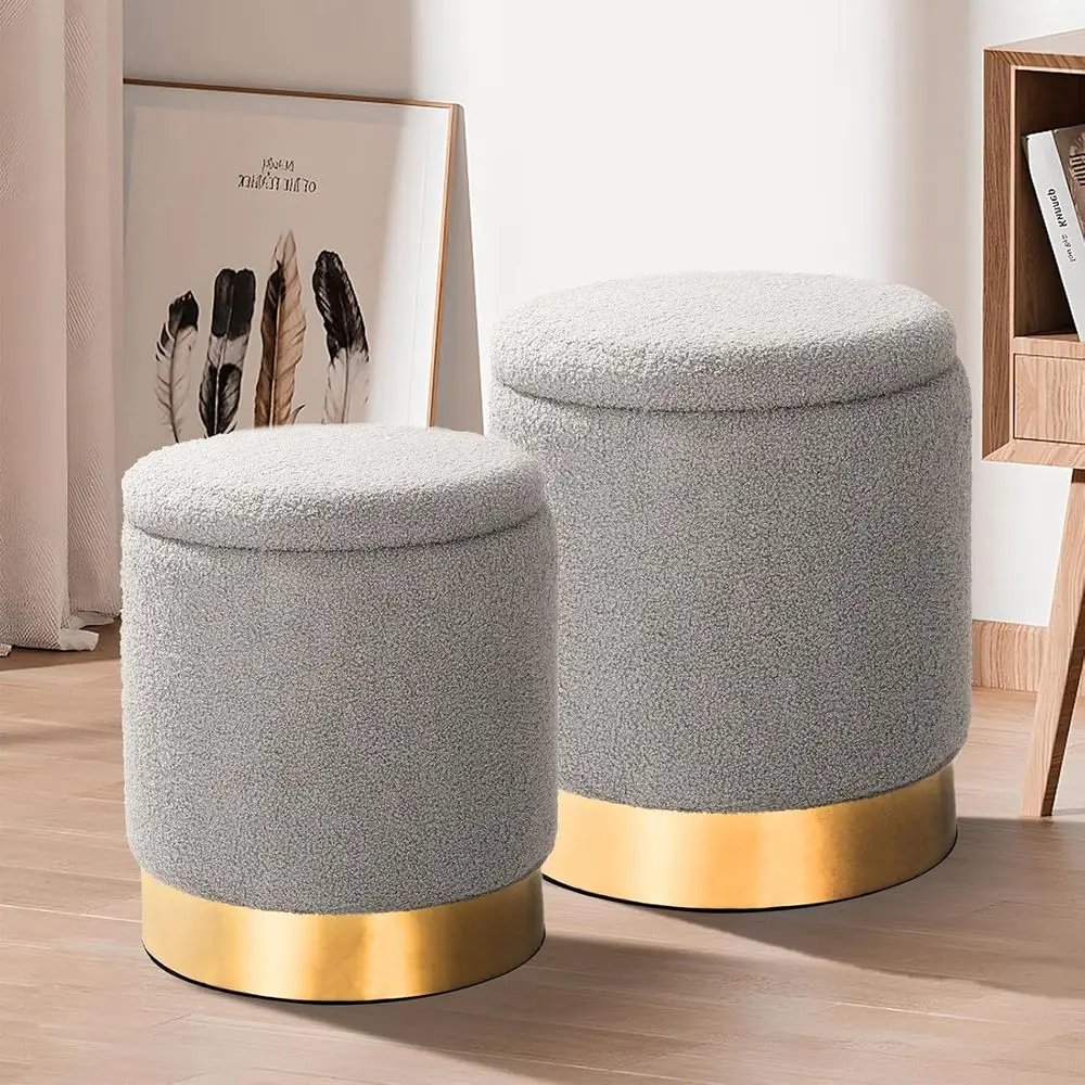 Gray Storage Ottoman Set of 2, 12 Gallon Capacity, Multi-Functional Stool, Vanity Seat, Coffee Table, No Assembly, Supports 300l
Gray Storage Ottoman Set of 2, 12 Gallon Capacity, Multi-Functional Stool, Vanity Seat, Coffee Table, No Assembly, Supports 300l