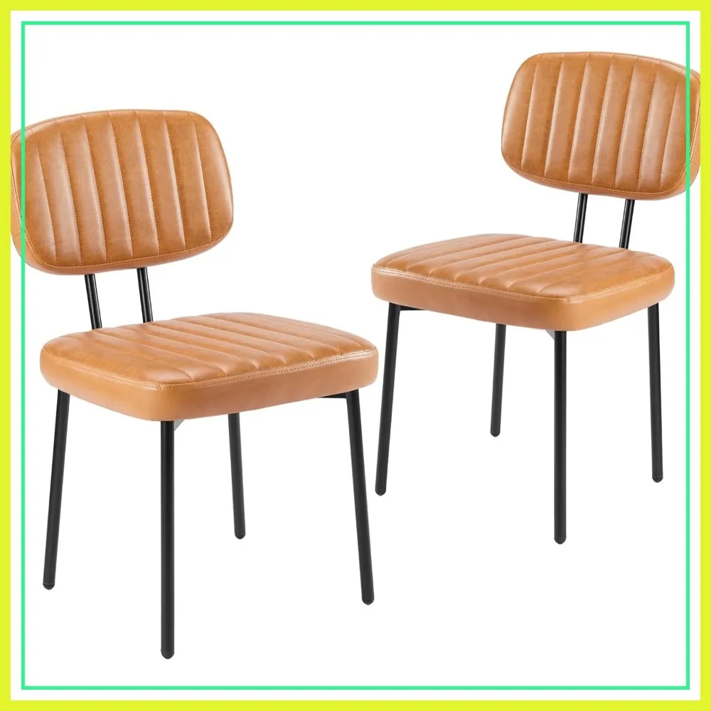 Set of 2 Mid Century Modern Dining Chairs with Faux Leather Cushion, Metal Legs for Kitchen Living Room Office, Brown
Set of 2 Mid Century Modern Dining Chairs with Faux Leather Cushion, Metal Legs for Kitchen Living Room Office, Brown