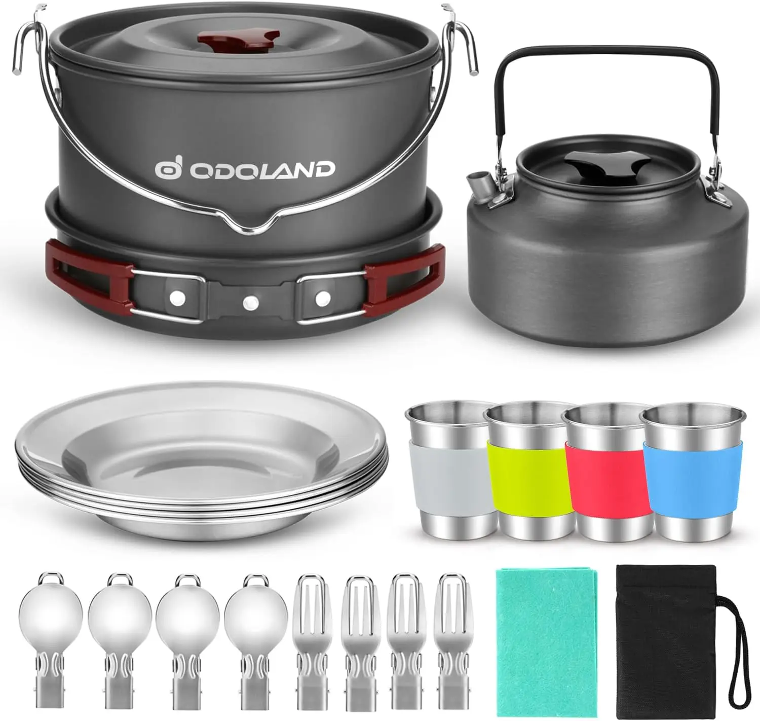 22pcs Camping Cookware Mess Kit, Large Hanging Pot Pan Kettle Set for 4, Non-Stick Outdoor Cooking Gear for Camping Hiking
22pcs Camping Cookware Mess Kit, Large Hanging Pot Pan Kettle Set for 4, Non-Stick Outdoor Cooking Gear for Camping Hiking