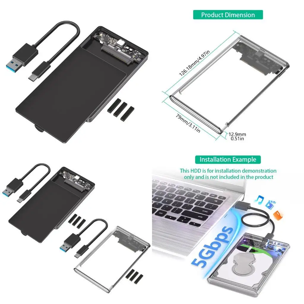 R53C 2.5" to USB C Enclosure Compatible OS 6Gbps Transfer Speed LED
R53C 2.5" to USB C Enclosure Compatible OS 6Gbps Transfer Speed LED
