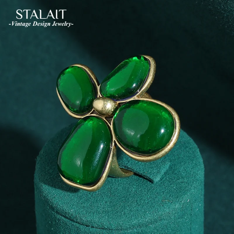 Vintage Green Glazed Lilac Four Leaf Ring Gold Color For Woman Large Stone Rhinestones Christmas Accessories Antique Retro 2025
Vintage Green Glazed Lilac Four Leaf Ring Gold Color For Woman Large Stone Rhinestones Christmas Accessories Antique Retro 2025