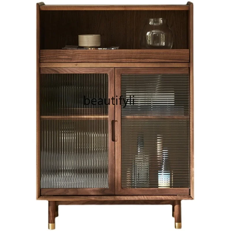 Solid wood wine cabinet black walnut modern simple living room display vertical cabinet glass storage cabinet
Solid wood wine cabinet black walnut modern simple living room display vertical cabinet glass storage cabinet