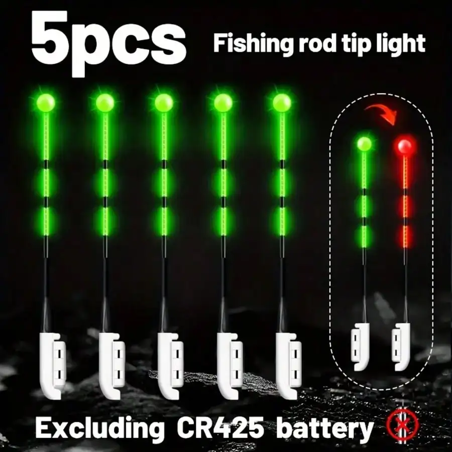5pcs Fishing Bite Indicator Set, Light Changes from Green to Red When Bitten, Rod Tip Glow Stick for Night Fishing
5pcs Fishing Bite Indicator Set, Light Changes from Green to Red When Bitten, Rod Tip Glow Stick for Night Fishing