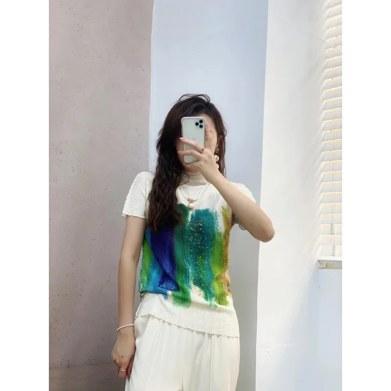 Miyake Pleated Summer 2025 Short-sleeved New Graffiti Print Corn Kernel Pleated Tops Versatile Stand-up Collar T-shirt Female
Miyake Pleated Summer 2025 Short-sleeved New Graffiti Print Corn Kernel Pleated Tops Versatile Stand-up Collar T-shirt Female