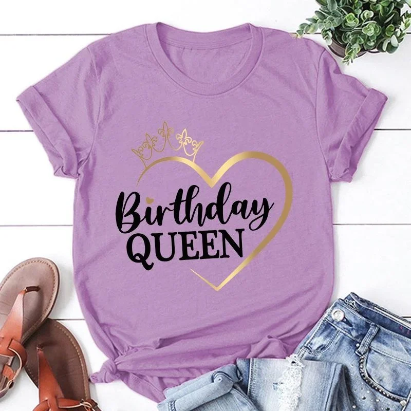 Fashion Women T Shirts Birthday Queen Print Birthday Party Short Sleeve T-shirt Lady Girl Casual Summer Cool Top Plus Size
Fashion Women T Shirts Birthday Queen Print Birthday Party Short Sleeve T-shirt Lady Girl Casual Summer Cool Top Plus Size