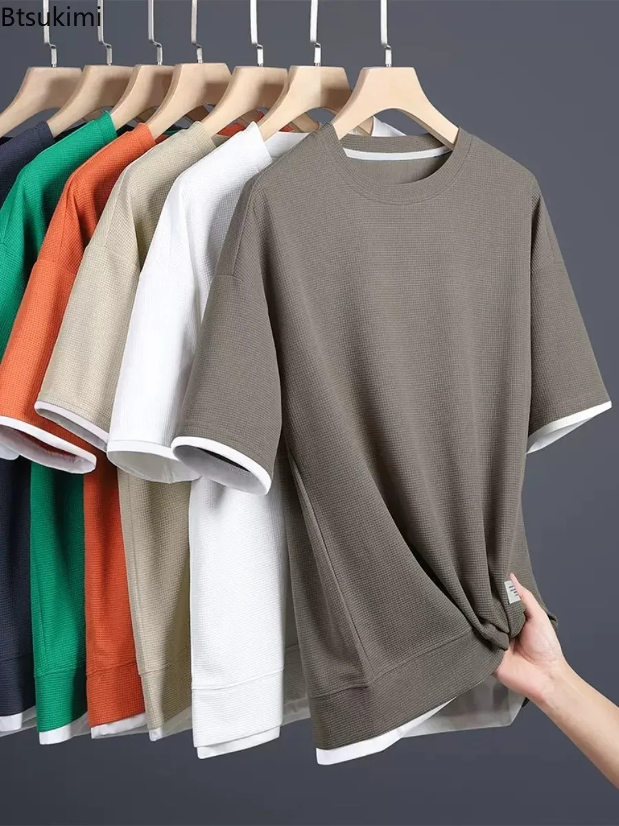 2025 Summer Men's Ice Silk Short Sleeve T-shirs Cool Breathable Loose Casual O Neck Tops Fashion Fake Two-pieces Men Sport Tees
2025 Summer Men's Ice Silk Short Sleeve T-shirs Cool Breathable Loose Casual O Neck Tops Fashion Fake Two-pieces Men Sport Tees