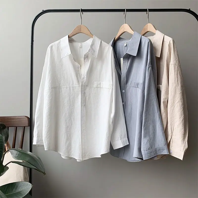 Fashion Loose White Cotton Women's Blouse 2025 Casual Lapel Long Sleeve Shirt Elegant Classic Solid Top Female Clothing
Fashion Loose White Cotton Women's Blouse 2025 Casual Lapel Long Sleeve Shirt Elegant Classic Solid Top Female Clothing