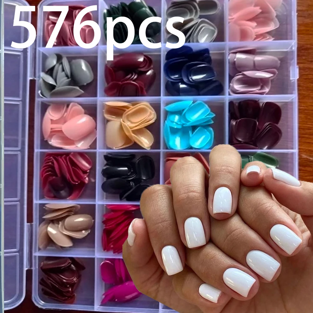 576pcs/Box White Oval Short Square Press On Nail Tips 24 Color Glossy Full-Cover Fake Nails Simple Women/man Wearing False Nail
576pcs/Box White Oval Short Square Press On Nail Tips 24 Color Glossy Full-Cover Fake Nails Simple Women/man Wearing False Nail