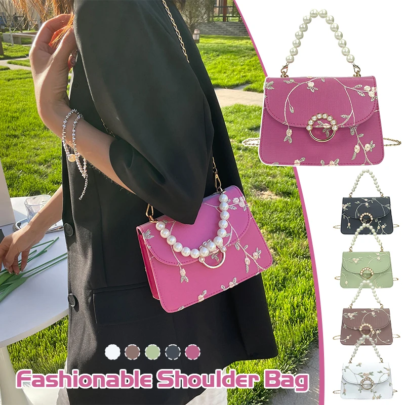 PU Flower Embroidery Shoulder Bags Messenger Vintage Pearl Chain Handbags Female Fashion Flap Crossbody Bags
PU Flower Embroidery Shoulder Bags Messenger Vintage Pearl Chain Handbags Female Fashion Flap Crossbody Bags