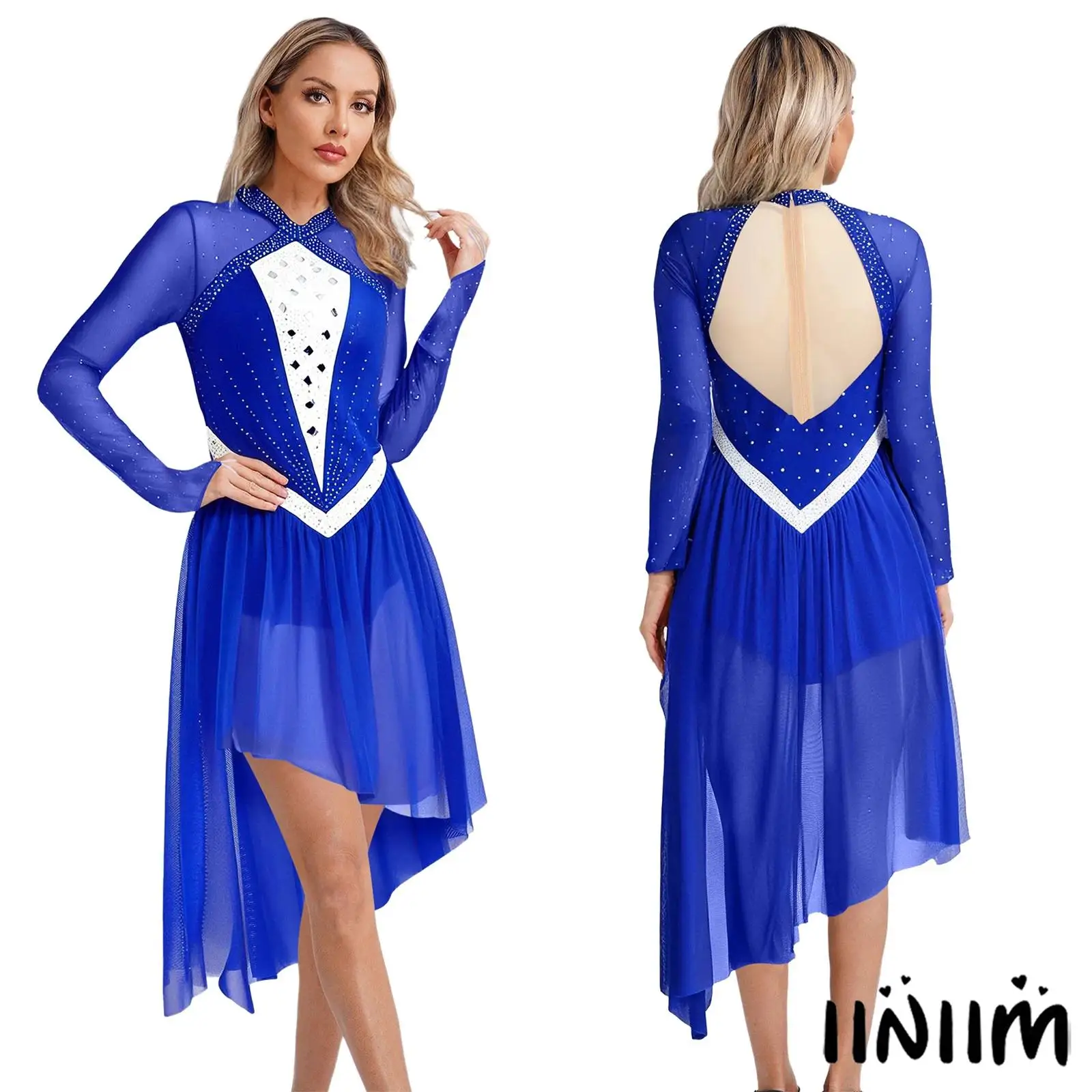 Figure Skating Womens Leotard Dress Glittery Rhinestone Performances Costume Long Sleeve Asymmetrical Hem Gymnastics Dancewear
Figure Skating Womens Leotard Dress Glittery Rhinestone Performances Costume Long Sleeve Asymmetrical Hem Gymnastics Dancewear