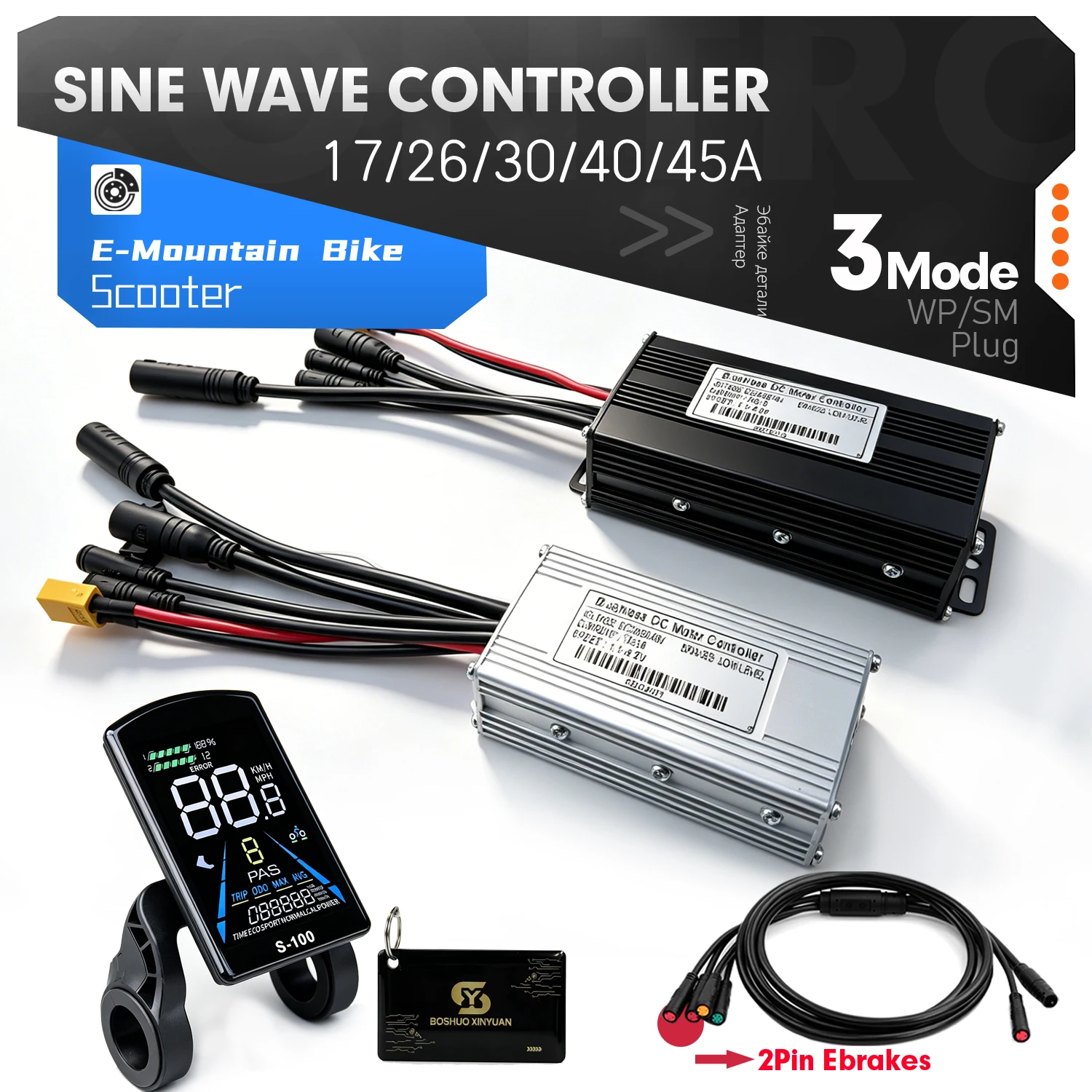 Ebike Sine Wave Controller 24V36V48V52V 17A26A30A40A45A 3-Mode Brushless 350W500W1000W1500W2000W Electric Bike E-Scooter Parts
Ebike Sine Wave Controller 24V36V48V52V 17A26A30A40A45A 3-Mode Brushless 350W500W1000W1500W2000W Electric Bike E-Scooter Parts