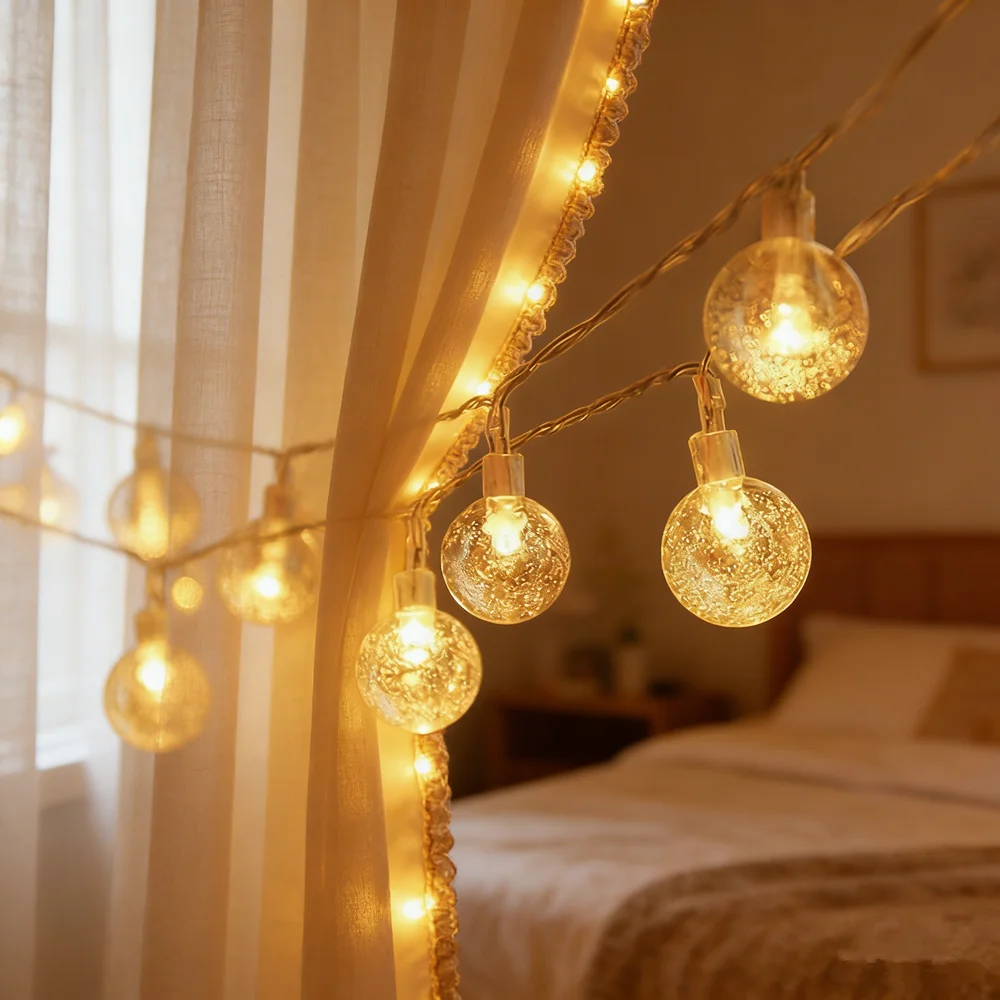 LED Indoor Wedding Fairy Lights Battery Operated Bubble Ball String Lights Golden Glow for Holidays Party Room Home Decorations
LED Indoor Wedding Fairy Lights Battery Operated Bubble Ball String Lights Golden Glow for Holidays Party Room Home Decorations