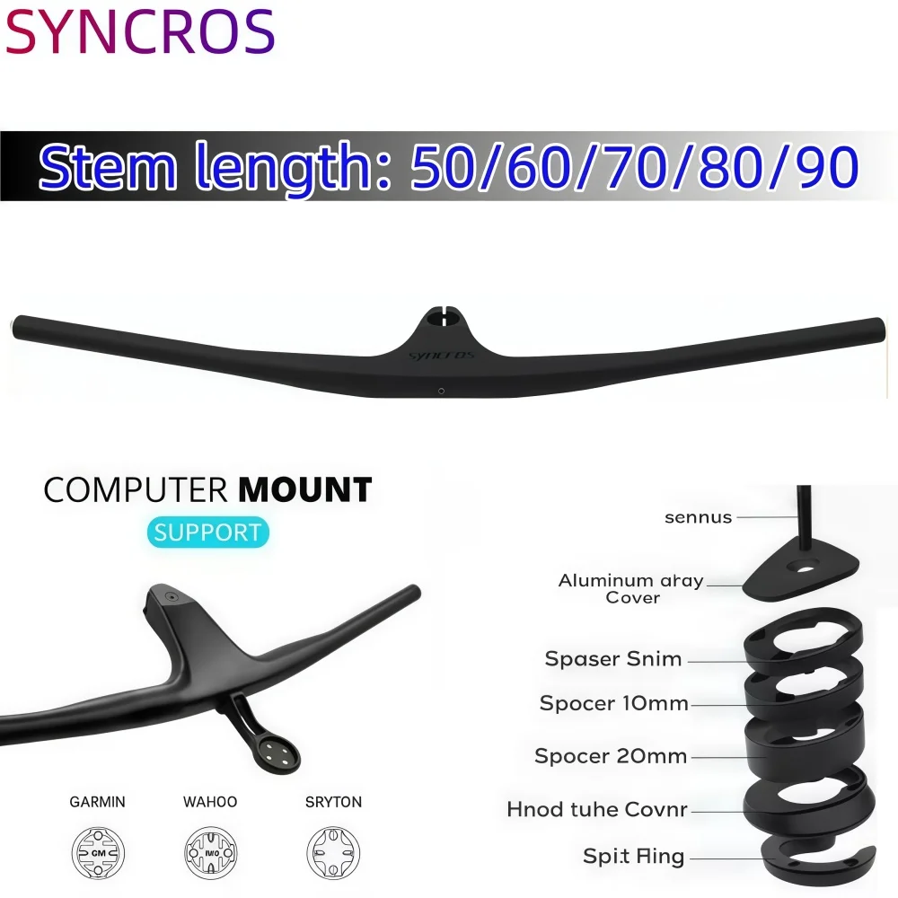 Syncros 4 Color Logo Carbon Fibre MTB Handlebar Integrated Cockpit Internal Cable 17 Degree 50mm 90mm XC Bicycle
Syncros 4 Color Logo Carbon Fibre MTB Handlebar Integrated Cockpit Internal Cable 17 Degree 50mm 90mm XC Bicycle