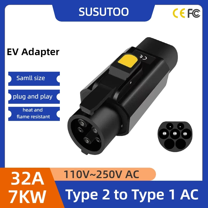 IEC62196 Type 2 to Type 1 EV Charger Adapter 32A 250V – SAE J1772 Compatible 7kW Fast Charging
IEC62196 Type 2 to Type 1 EV Charger Adapter 32A 250V – SAE J1772 Compatible 7kW Fast Charging