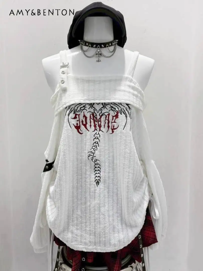 Japanese Mine Subculture Dark Girl Long-sleeved T-shirt Punk Suspender Off-the-shoulder Top Y2k Goth Print Loose Casual T Shirt
Japanese Mine Subculture Dark Girl Long-sleeved T-shirt Punk Suspender Off-the-shoulder Top Y2k Goth Print Loose Casual T Shirt