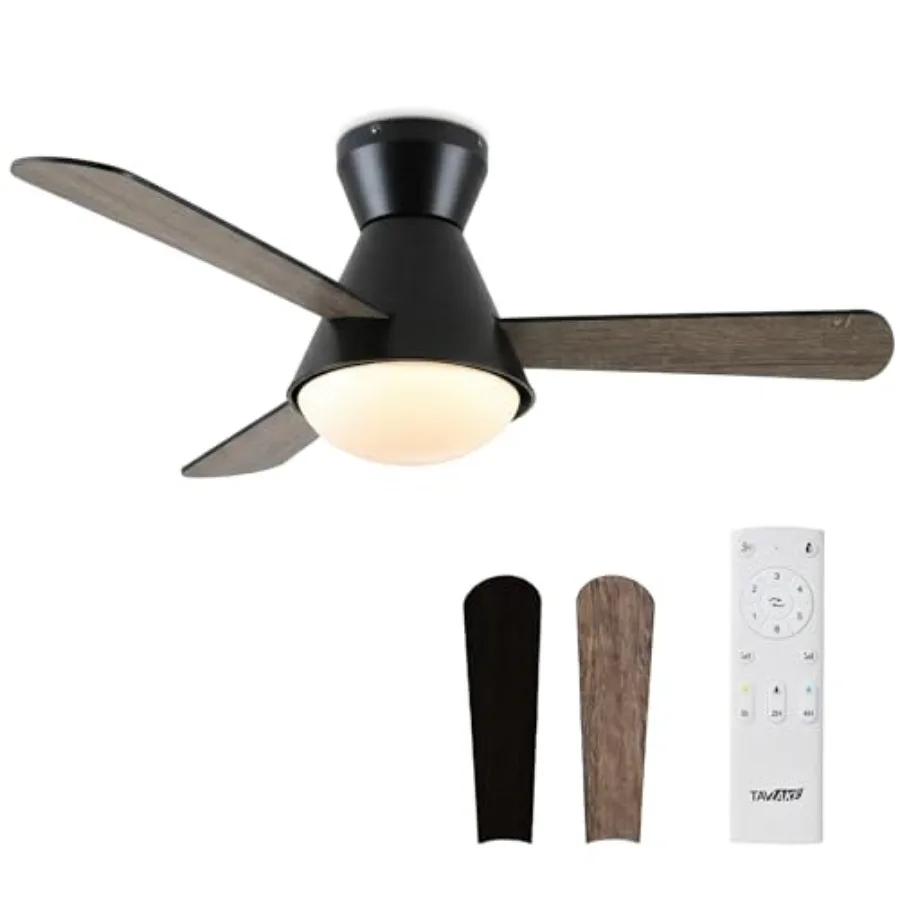 Ceiling Fan with Light, Low Profile Flush Mount Black Ceiling Fan with Remote, Quiet DC Motor, 3 Wood Blades, 3CCT Dimmable LED
Ceiling Fan with Light, Low Profile Flush Mount Black Ceiling Fan with Remote, Quiet DC Motor, 3 Wood Blades, 3CCT Dimmable LED